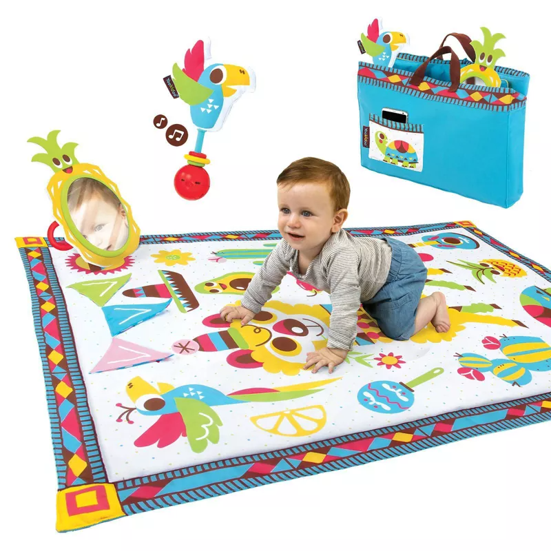 Yookidoo 2 in 1 Fiesta Activity Playmat to Bag (145 x 100 cm) Multicolor Age  Newborn to 12 Months