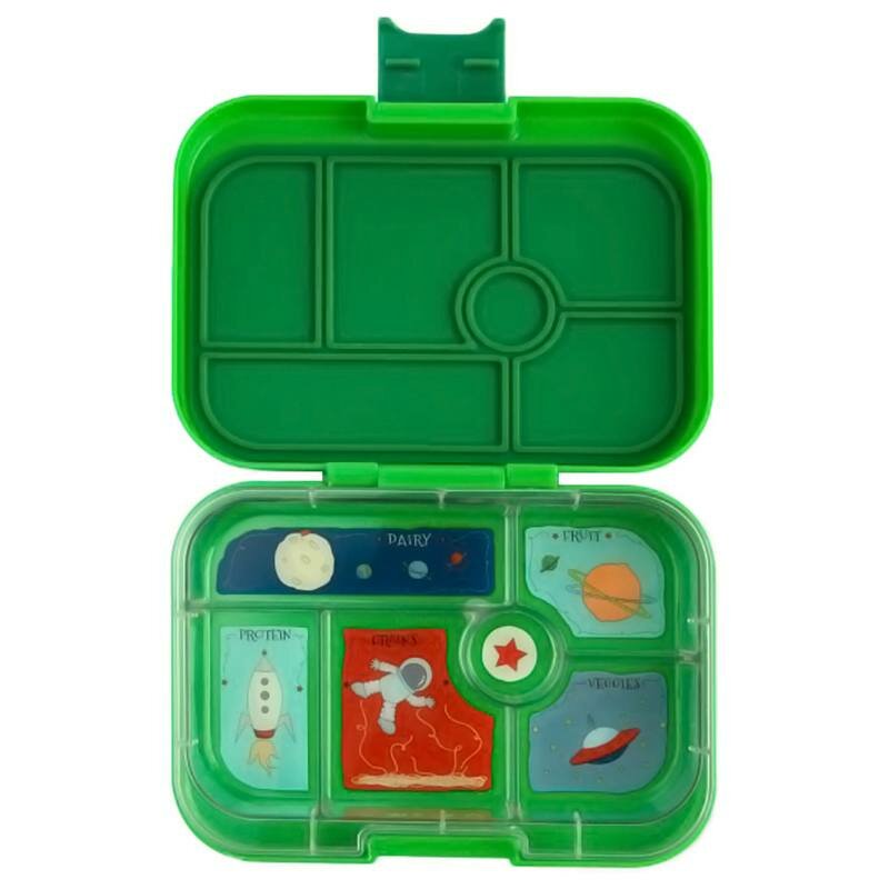 YumBox Bento 6 Compartment Food Tray Lunchbox Green Age 4 Years & Above