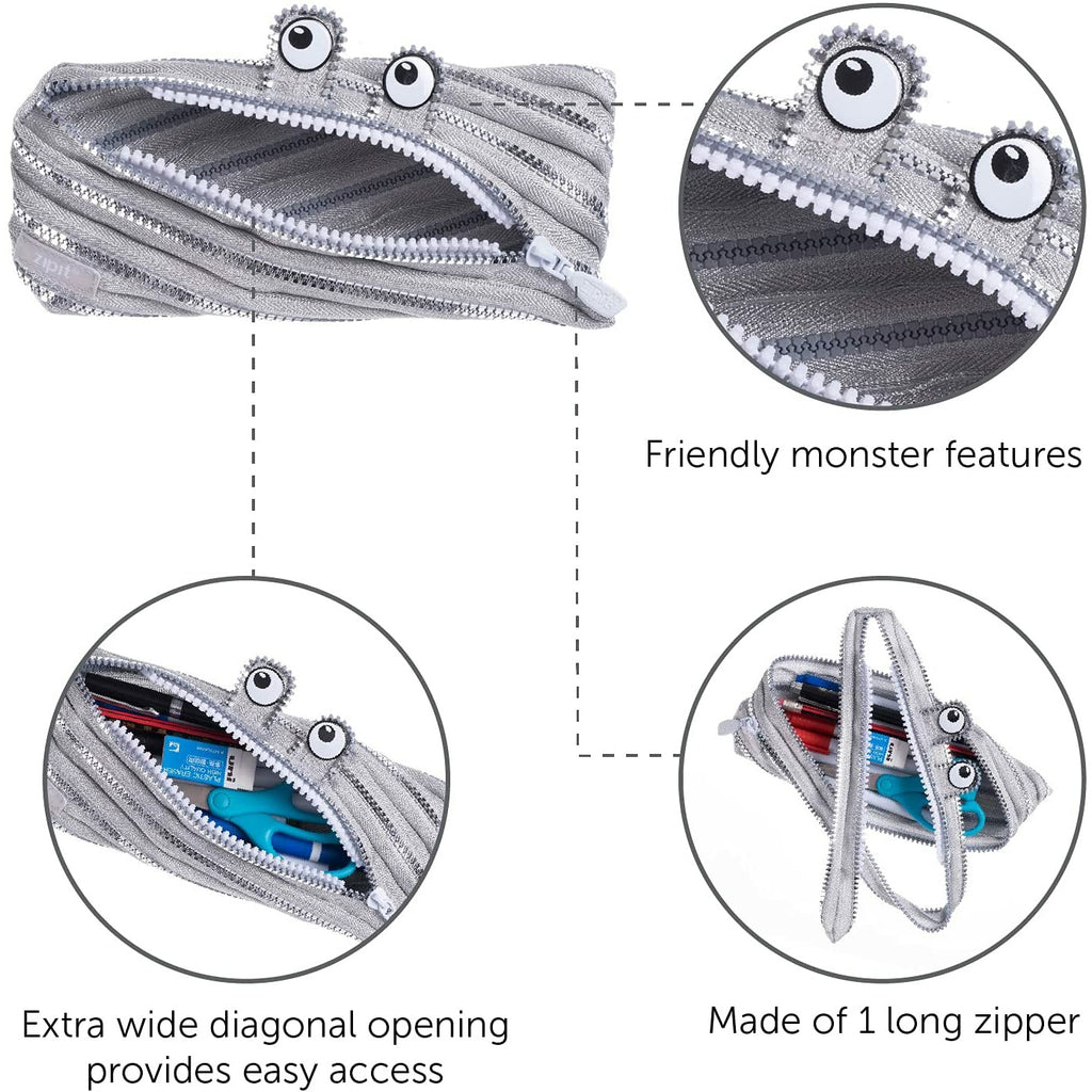 Zipit Monster Pouch, Special Edition - Silver Kids