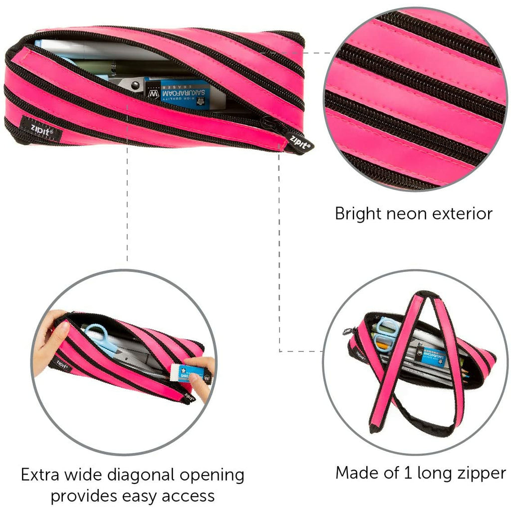Zipit Neon Pouch - Pink Kids