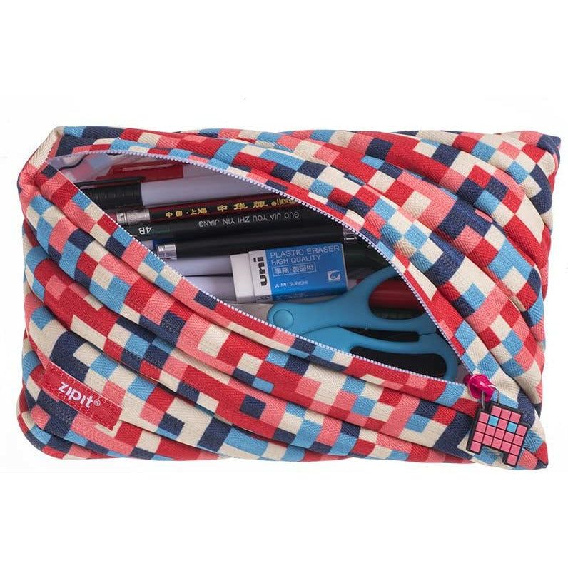 Zipit Pixel Jumbo Pouch - Blue And Red Kids