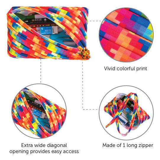 Zipit Pixel Jumbo Pouch - Yellow Kids