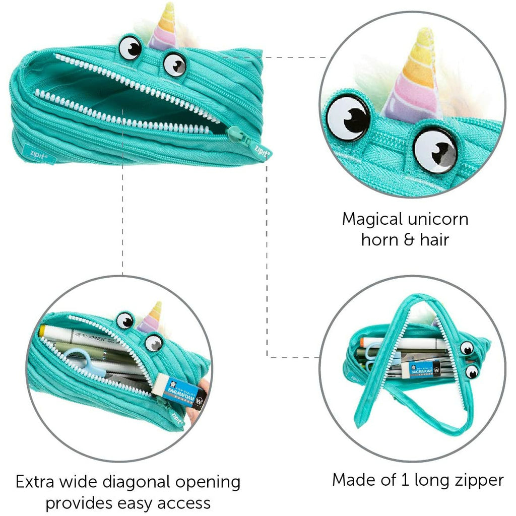 Zipit Unicorn Pouch - Turquoise Kids
