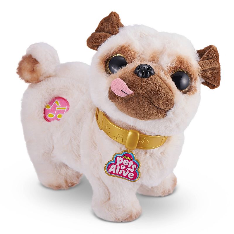 Zuru Pets Alive Poppy The Interactive Booty Shaking Plush Toy Pug White/Brown Age- 2 Years & Above