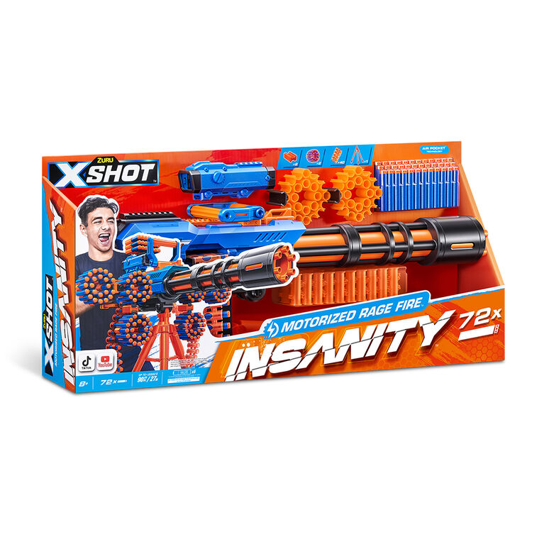 Zuru X-Shot Insanity Motorized Rage Fire Gun Blaster with 72 Darts Multicolor Age- 8 Years & Above
