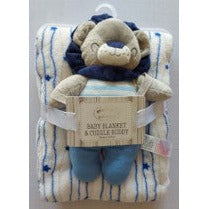 Bear Club Baby Polyester Blanket 75X100 Cm with Lion Cuddle Buddy Blue/Grey Age- Newborn & Above