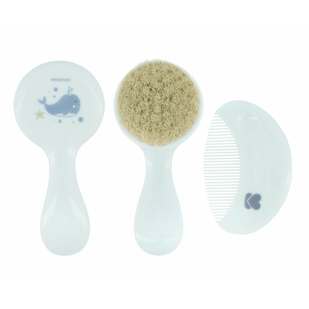Kikkaboo Comb And Brush With Natural Bristles Blue Age 0-12M Unisex