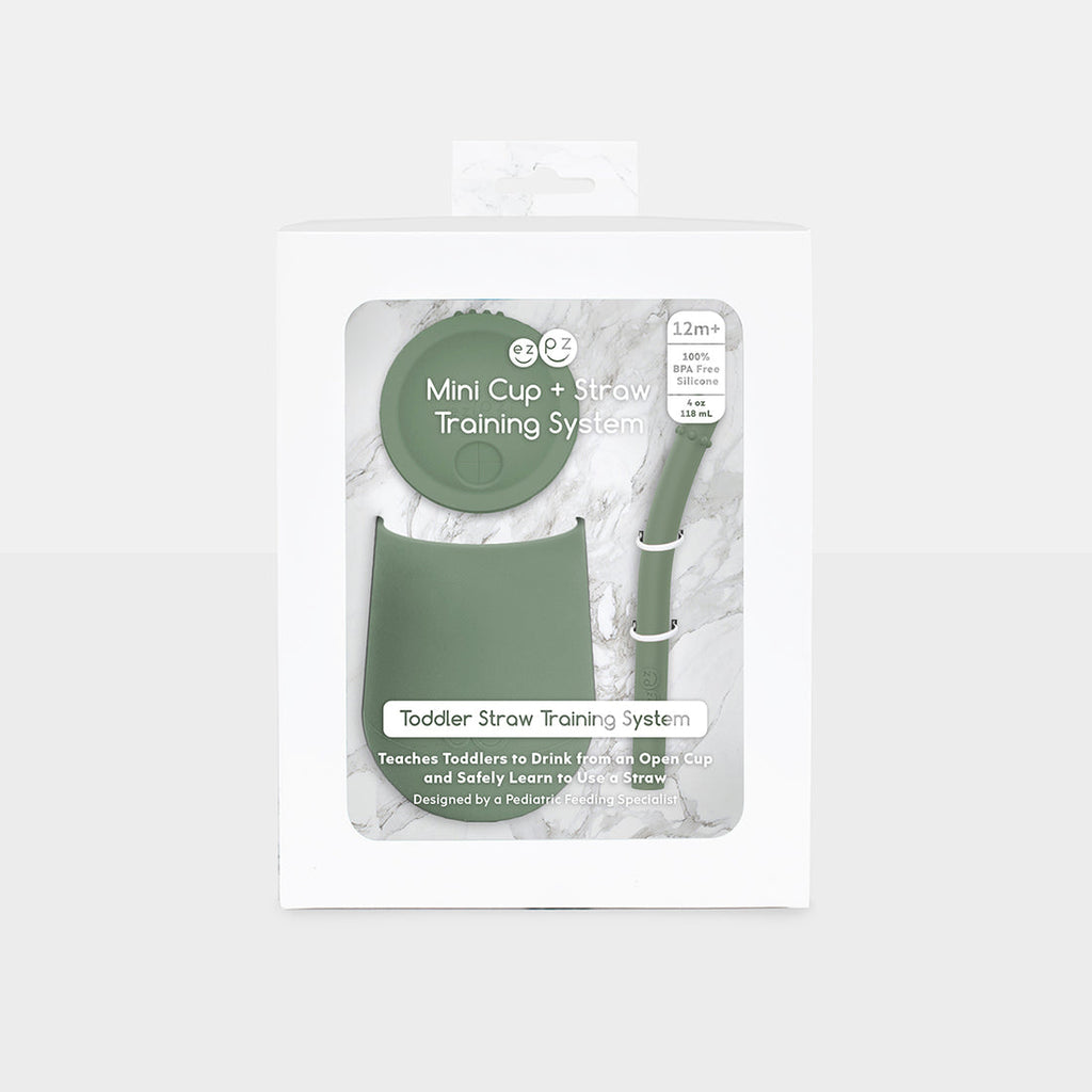 ezpz Mini Cup & Straw Training System Olive Age- 3 Months & Above