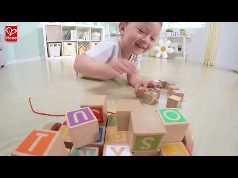 Hape Pull-Along Cart With Stacking Blocks Multicolor Age- 24 Months & Above