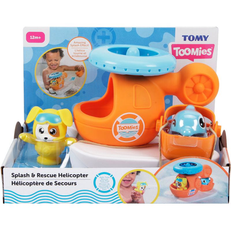Tomy Toomies Splash And Rescue Helicopter Bath Toys Blue/Orange Age-12 Months & Above