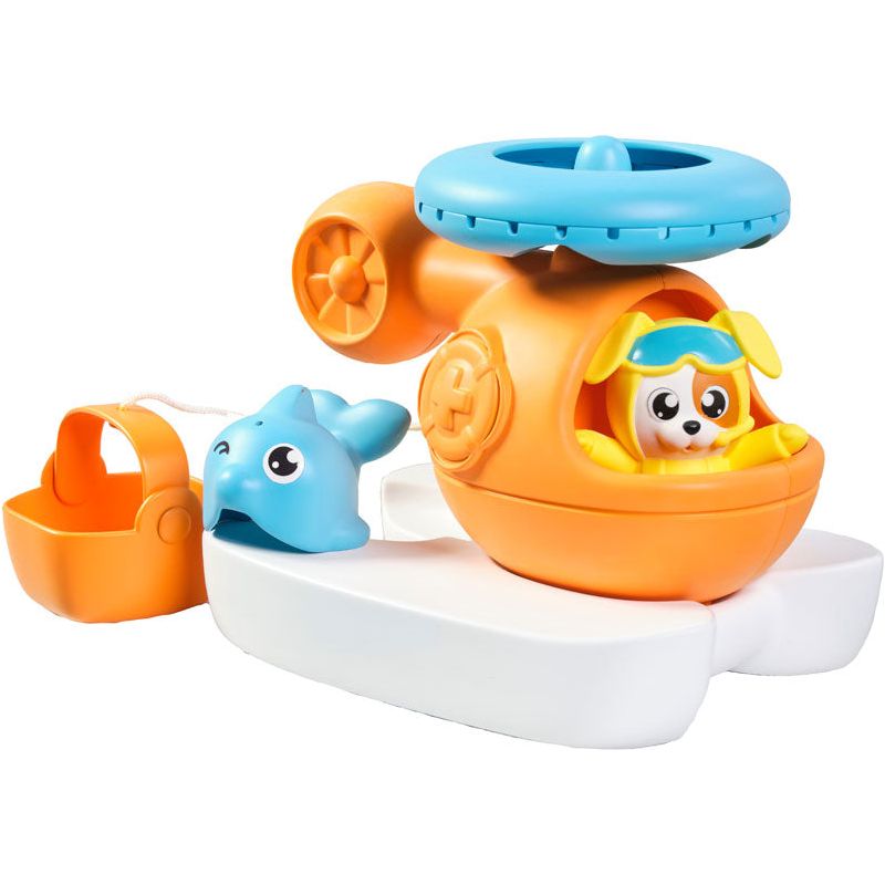 Tomy Toomies Splash And Rescue Helicopter Bath Toys Blue/Orange Age-12 Months & Above