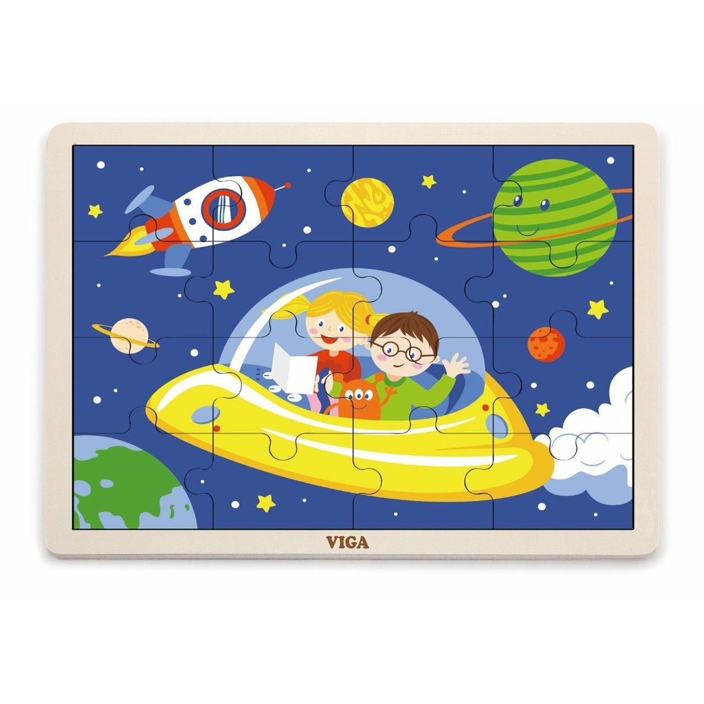 VIGA Wooden Puzzle - Space (16 pcs) Age 2Y+